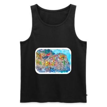 Italy Watercolor Sketch Hand Drawn Illustration - Men's Premium Organic Tank Top - black - Front - Michal (187cm)