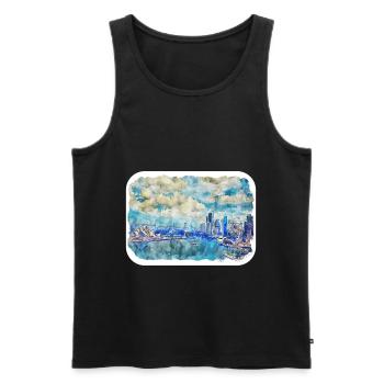 Sydney Australie Aquarelle Esquisse Dessinée Illustrat - Débardeur bio Premium Homme - noir - Devant - AI Model Male 178 light (178cm)