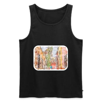 San Miguel De Allende Mexique Aquarelle Esquisse Dra - Débardeur bio Premium Homme - noir - Devant - Michal (187cm)