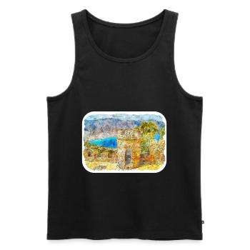 Cartagena Kolumbien Aquarell Skizze Gezeichnet Illustr - Männer Premium Bio Tank Top - Schwarz - Vorne - Michal (187cm)