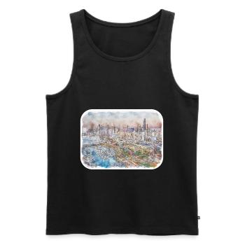 Chicago USA Watercolor Sketch Drawn Illustration - Men's Premium Organic Tank Top - black - Front - Michal (187cm)