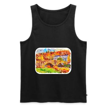 Uk Landmark Watercolor Sketch Painting Illustratio - Men's Premium Organic Tank Top - black - Front - AI Model Male 178 light (178cm)
