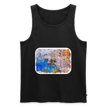 Malta Landmark Watercolor Sketch Paint Illustratio - Men's Premium Organic Tank Top - black - Front - Michal (187cm)