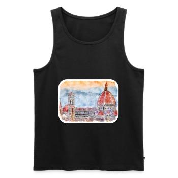 Florence Italie Aquarelle Sketch Illustration - Débardeur bio Premium Homme - noir - Devant - Michal (187cm)