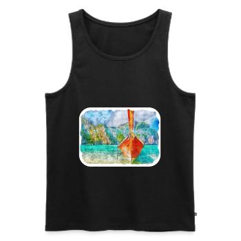 Nature Aquarelle Esquisse Illustration Illustration - Débardeur bio Premium Homme - noir - Devant - AI Model Male 178 light (178cm)