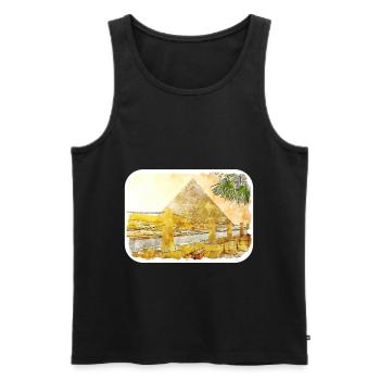 Cairo Egypt Watercolor Sketch Drawn Illustration - Men's Premium Organic Tank Top - black - Front - Michal (187cm)