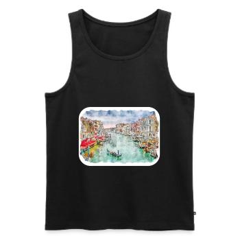 Italy Watercolor Sketch Hand Drawn Illustration - Men's Premium Organic Tank Top - black - Front - Michal (187cm)