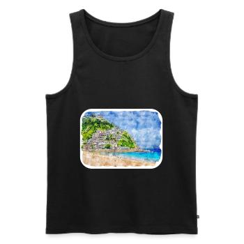 San Sebastian Kroatien Aquarell Skizze gezeichnet Illu - Männer Premium Bio Tank Top - Schwarz - Vorne - Michal (187cm)