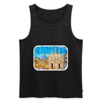 Italy Watercolor Sketch Hand Drawn Illustration - Men's Premium Organic Tank Top - black - Front - Michal (187cm)