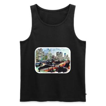 Los Angeles USA Aquarelle Sketch Illustration - Débardeur bio Premium Homme - noir - Devant - AI Model Male 178 light (178cm)