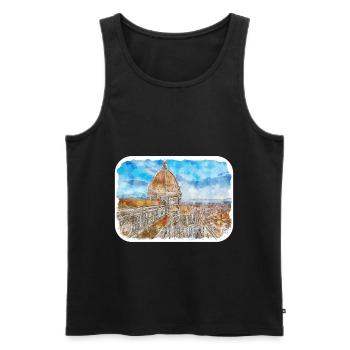 Florence Italie Aquarelle Esquisse Peinture Dessinée - Débardeur bio Premium Homme - noir - Devant - Michal (187cm)
