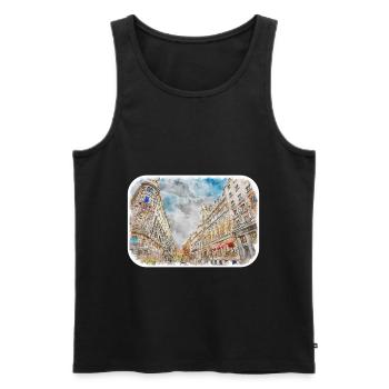 Barcelone Espagne Aquarelle Esquisse Dessin Dessiné - Débardeur bio Premium Homme - noir - Devant - Michal (187cm)