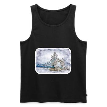 Uk Landmark Watercolor Sketch Painting Illustratio - Men's Premium Organic Tank Top - black - Front - Michal (187cm)