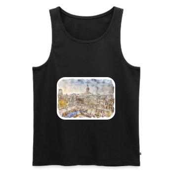 Spain Watercolor Sketch Hand Drawn Illustration - Men's Premium Organic Tank Top - black - Front - AI Model Male 178 light (178cm)