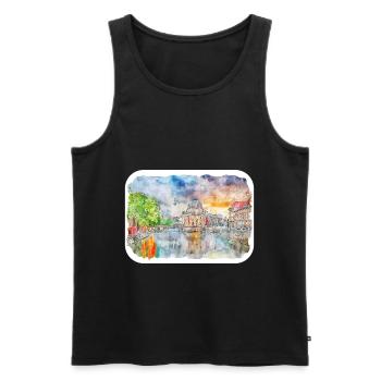 Berlin Allemagne Aquarelle Sketch Illustration - Débardeur bio Premium Homme - noir - Devant - AI Model Male 178 light (178cm)