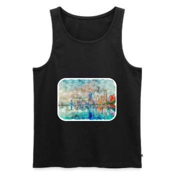 Chicago USA Watercolor Sketch Drawn Illustration - Men's Premium Organic Tank Top - black - Front - Michal (187cm)