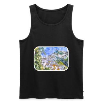 Spain Watercolor Sketch Hand Drawn Illustration - Men's Premium Organic Tank Top - black - Front - AI Model Male 178 light (178cm)