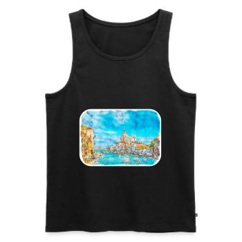 Italy Watercolor Sketch Hand Drawn Illustration - Men's Premium Organic Tank Top - black - Front - Michal (187cm)