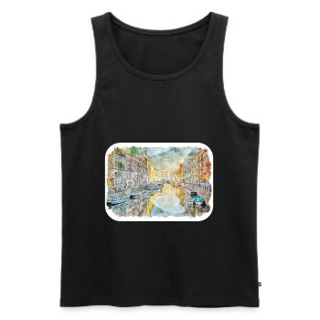 Saint-Pétersbourg Russie Aquarelle Esquisse Dessinée Illus - Débardeur bio Premium Homme - noir - Devant - Michal (187cm)