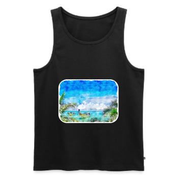 Thaïlande Aquarelle Esquisse Dessinée à la Main Illustration - Débardeur bio Premium Homme - noir - Devant - Michal (187cm)