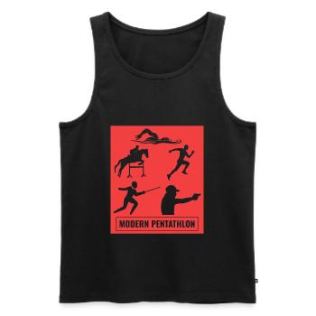 Pentathlon moderne - Escrime Natation Équitation - Débardeur bio Premium Homme - noir - Devant - AI Model Male 178 light (178cm)