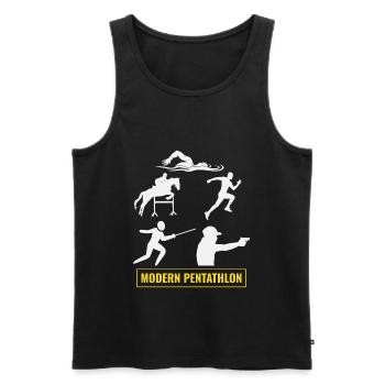 Pentathlon moderne - Escrime Natation Équitation - Débardeur bio Premium Homme - noir - Devant - AI Model Male 178 light (178cm)