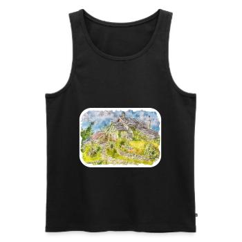 Italy Watercolor Sketch Hand Drawn Illustration - Men's Premium Organic Tank Top - black - Front - Michal (187cm)