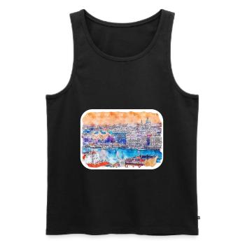 Budapest Ungarn Aquarell Skizze Illustration - Männer Premium Bio Tank Top - Schwarz - Vorne - AI Model Male 178 light (178cm)
