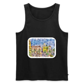 Cartagena Kolumbien Aquarell Skizze Gezeichnet Illustr - Männer Premium Bio Tank Top - Schwarz - Vorne - Michal (187cm)