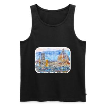 Italy Watercolor Sketch Hand Drawn Illustration - Men's Premium Organic Tank Top - black - Front - Michal (187cm)