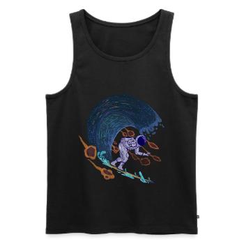 SPACE SPACE SURFER SURF SURFING SURFING ALL MOTIF - Men's Premium Organic Tank Top - black - Front - AI Model Male 178 light (178cm)
