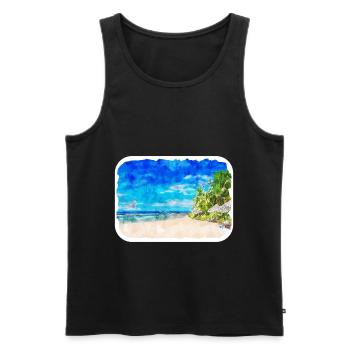 Maldives Watercolor Sketch Hand Drawn Illustration - Men's Premium Organic Tank Top - black - Front - Michal (187cm)