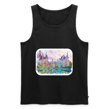 Pologne Repère Aquarelle Esquisse Dessin de peinture - Débardeur bio Premium Homme - noir - Devant - Michal (187cm)