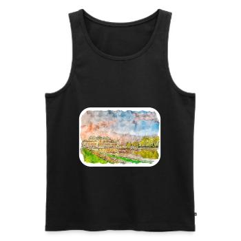 Vienna Austria Watercolor Sketch Drawn Illustratio - Men's Premium Organic Tank Top - black - Front - AI Model Male 178 light (178cm)