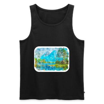 Scotland UK Watercolor Sketch Drawn Illustration - Men's Premium Organic Tank Top - black - Front - Michal (187cm)