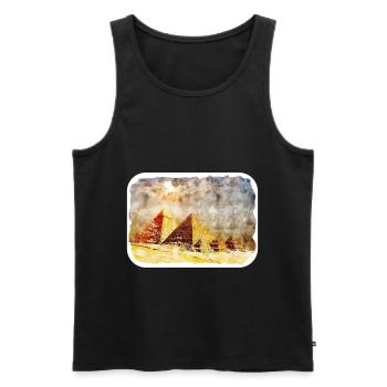Cairo Egypt Watercolor Sketch Drawn Illustration - Men's Premium Organic Tank Top - black - Front - Michal (187cm)