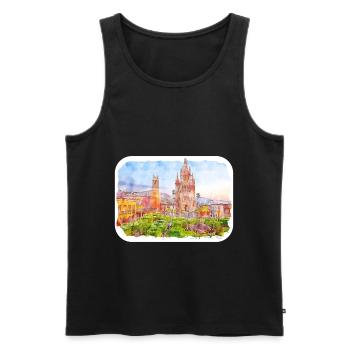 San Miguel De Allende Mexique Dessin à l’aquarelle - Débardeur bio Premium Homme - noir - Devant - Michal (187cm)