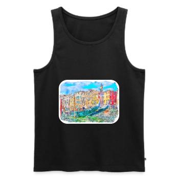 Venedig Italien Aquarell Skizze Gezeichnetes Gemälde - Männer Premium Bio Tank Top - Schwarz - Vorne - Michal (187cm)