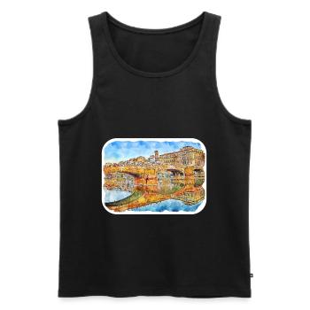 Florence Italie Aquarelle Esquisse Peinture Dessinée - Débardeur bio Premium Homme - noir - Devant - Michal (187cm)
