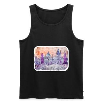 Prag Tschechien Aquarell Skizze Zeichnung - Männer Premium Bio Tank Top - Schwarz - Vorne - Michal (187cm)