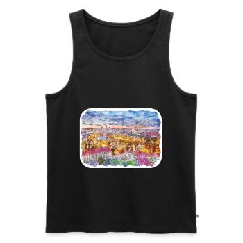 Lithuania Landmark Watercolor Sketch Illustration - Men's Premium Organic Tank Top - black - Front - Michal (187cm)