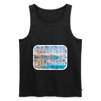 India Landmark Watercolor Sketch Paint Illustratio - Men's Premium Organic Tank Top - black - Front - AI Model Male 178 light (178cm)
