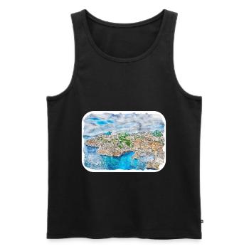 Dubrovnik Croatia Watercolor Sketch Drawn Illustra - Men's Premium Organic Tank Top - black - Front - Michal (187cm)