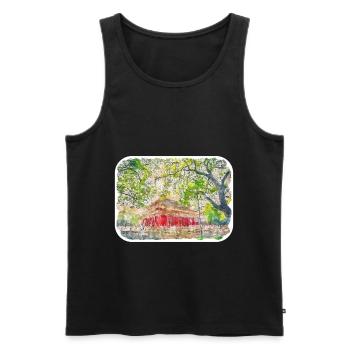 China Landmark Watercolor Sketch Paint Illustratio - Men's Premium Organic Tank Top - black - Front - AI Model Male 178 light (178cm)