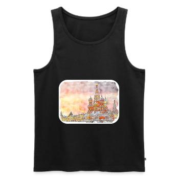 Moscou Russie Aquarelle Esquisse Dessin Dessin - Débardeur bio Premium Homme - noir - Devant - Michal (187cm)