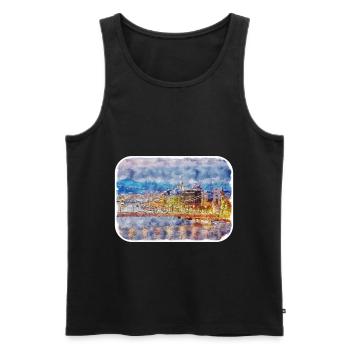 Budapest Ungarn Aquarell Skizze Illustration - Männer Premium Bio Tank Top - Schwarz - Vorne - AI Model Male 178 light (178cm)