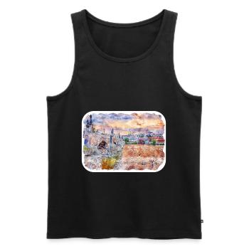 Edinburgh Schottland UK Aquarell Skizze gezeichnet Schmerz - Männer Premium Bio Tank Top - Schwarz - Vorne - Michal (187cm)