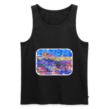 Prag Tschechische Aquarellskizze Malerei Zeichnung - Männer Premium Bio Tank Top - Schwarz - Vorne - Michal (187cm)