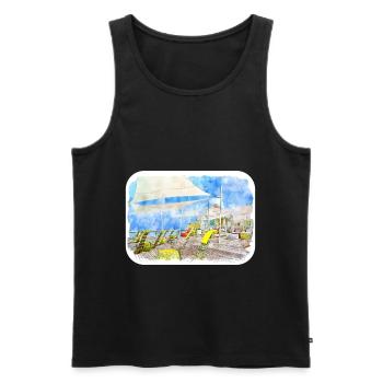 Maldives Watercolor Sketch Hand Drawn Illustration - Men's Premium Organic Tank Top - black - Front - Michal (187cm)