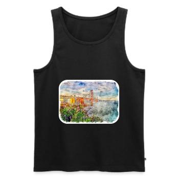 Illustration de croquis à l’aquarelle de Californie usa - Débardeur bio Premium Homme - noir - Devant - Michal (187cm)